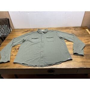 Peter Millar Crown Soft Jersey Shirt Men XL Pearl Snap Buttons Pima Cotton Olive